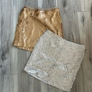 Silver and gold Sequin Mini Skirt bundle. Size Small.